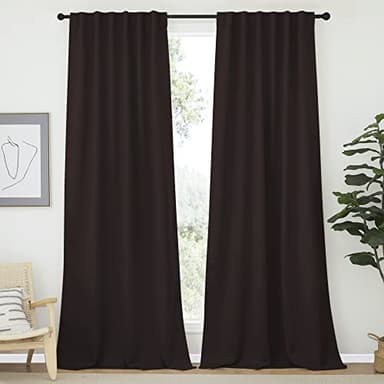 NICETOWN Window Curtains Blackout Drapery Panels - (Toffee Brown Color) 52 inches x 95 Inch, 2 Panels, Blackout Drapes/Curtains for Sliding Glass Door - Image 1