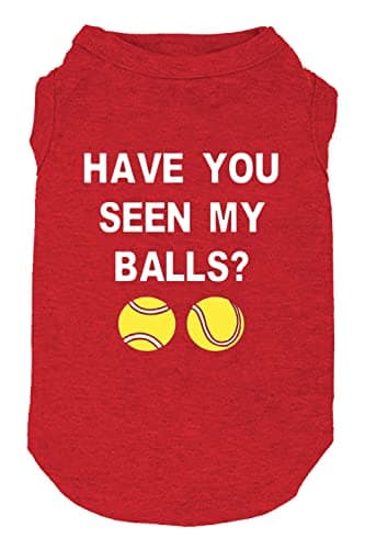 Have You Seen My Ball Dog Funny Clothes Shirts Print Vest for Small Large Dog T Shirts Puppy Apparel (X-Large, Red01) - Image 1