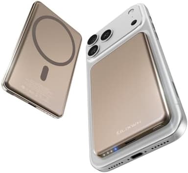 0.3" Ultra Slim] [Alloy-Made] ULiXWH Magsafe Portable Charger for iPhone, 2025 Upgrade 5000mAh Fast Charging Magnetic Power Bank, Wireless Battery Pack for iPhone 17 Air 16 15 Pro Max 14, Desert Gold - Image 3