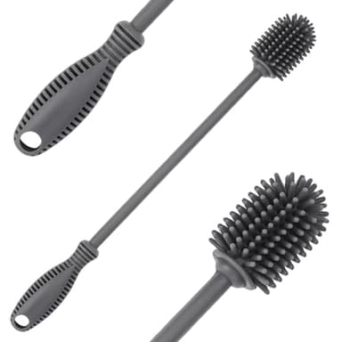 Silicone Bottle Cleaning Brush with Long Handle, 12.5" Water Bottle Cleaner for Baby Bottles, Hydro Flask, Sports Bottle, Vase, Glassware, Perfect for Smaller Diameter Bottle Openings (One Pack) - Image 1