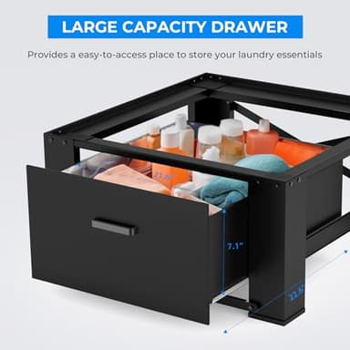 MATALDE 29" Washer Dryer Pedestal with Drawer - 2 Pack Laundry Pedestals for Washer and Dryer Stand, Steel Washing Machine Stand Raiser, 14.3'' Height Black - Image 4