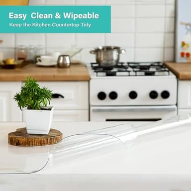 AimerGro 16X24 Inch Clear Plastic Table Cover Protector Pad Transparent Dining Room Tablecloth 1.5mm Thick Office Desk Blotter Mat Vinyl Table Pad Protector Mat Glass Wooden Countertop Easy Clean - Image 4