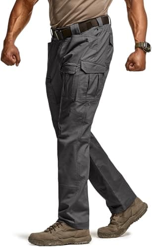 CQR Men's Flex Ripstop Tactical Pants, Water Resistant Stretch Cargo Pants, Lightweight EDC Hiking Work Pants, Breacher Charcoal, 32W/32L - Image 9