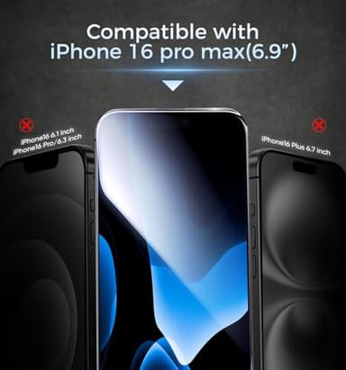 MAGIC JOHN 3rd Gen Upgraded for iPhone 16ProMax Privacy Screen Protector 6.9 Inch,25°Anti-Spy Screen,Shockproof Tempered Glass,Auto Dust-Removal,Bubble Free,Easy Installation,2 Pack - Image 2
