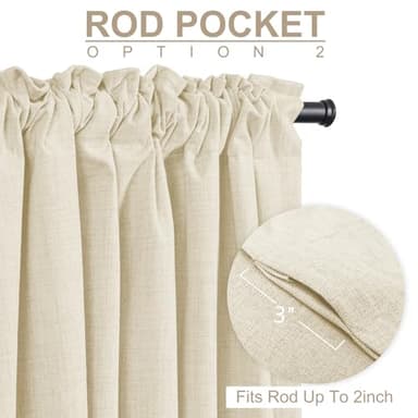 100% Blackout Shield Linen Blackout Curtains for Bedroom 84 Inches Long, Back Tab/Rod Pocket Living Room Drapes, Thermal Insulated Blackout Curtains 2 Panels Set, 50" W x 84" L, Light Cream - Image 4