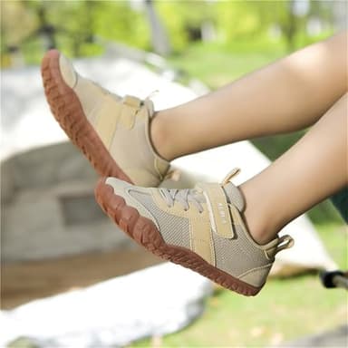 KUBUA Kids Barefoot Shoes Boys Girls Sneakers Lightweight Comfortable Tennis Shoes for School Gym Athletic Hiking Beige 6 Big Kid - Image 9