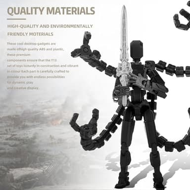 PkghoKids Assembly Completed 7.2inch T13 Action Figure 3D Printed Multi-Jointed Movable T13 Nova 13 Robot 13 Action Figure Desktop Decorations for Game Lovers (Black2) - Image 5
