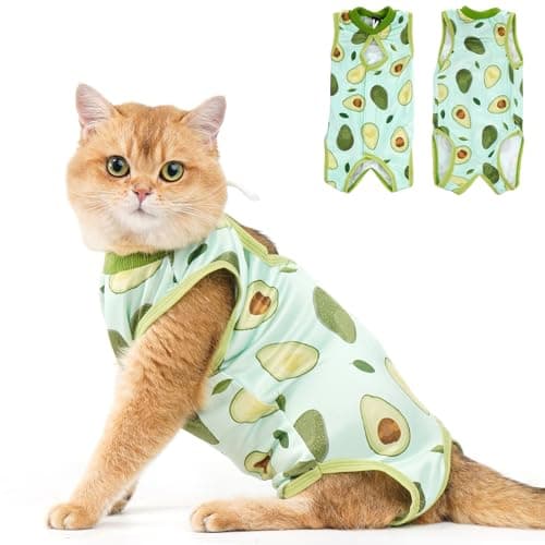 Avont Cat Recovery Suit - Kitten Onesie for Cats After Surgery, Cone of Shame Alternative Surgical Spay Suit for Female Cat, Post-Surgery or Skin Diseases Protection -Avocado(M) - Image 1