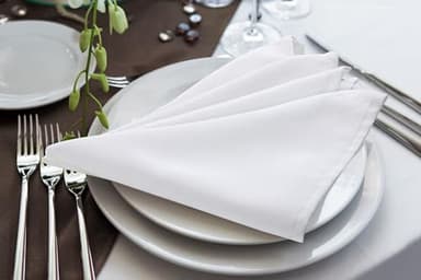 Utopia Home [24 Pack, White] Cloth Napkins 17x17 Inches, 100% Polyester Hemmed Edges, Washable and Reusable Ideal for Parties, Weddings and Dinners - Image 6