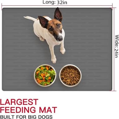 32" x 24" Large Pet Food Mat, Silicone Dog Mats for Food and Water, Nonslip Pet Feeding Mats for Floors,Dog Cat Bowl Mat with Raised Edges, Dark Brown - Image 2