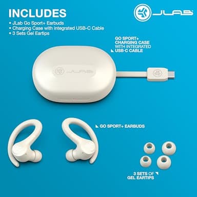 JLab Go Sport+ Wireless Workout Earbuds Featuring C3 Clear Calling, Secure Earhook Sport Design, 35+ Hour Bluetooth Playtime, and 3 EQ Sound Settings (Sand) - Image 4