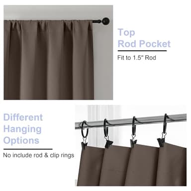Simplebrand Ava Brown Blackout Curtains for Bedroom 63 Inch Length 2 Panels Set, Solid Thermal Insulated Energy Saving Rod Pocket Window Treatment Curtains Blackout Drapes, W40 x L63 Inch, Brown - Image 4