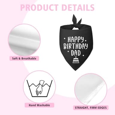 Happy Birthday Dad Dog Bandana for Dogs Black Bandana Funny Birthday Photo Prop Pet Scarf Accessories for Pet Dogs Lovers - Image 6