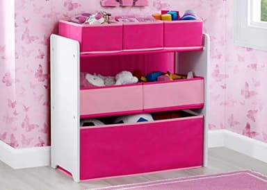 Delta Children Design and Store 6 Bin Toy Organizer, White/Pink - Image 2