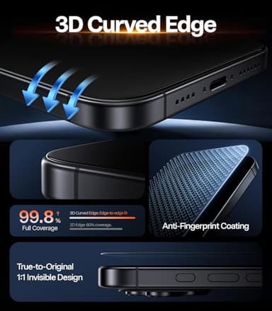 TORRAS OrigArmor for iPhone 17 Pro Max Screen Protector [100% Anti Reflection][3D Full Coverage Fit] Military-Grade Shatterproof 9H+ Tempered Glass Anti-Scratch Screen Protector 17 ProMax 6.9" 1-Pack - Image 3