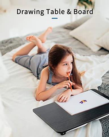 Ruxury Folding Lap Desk Laptop Stand Bed Desk Table Tray, Breakfast Serving Tray, Portable & Lightweight Mini Table for Sofa Couch Floor - - Black - Image 6