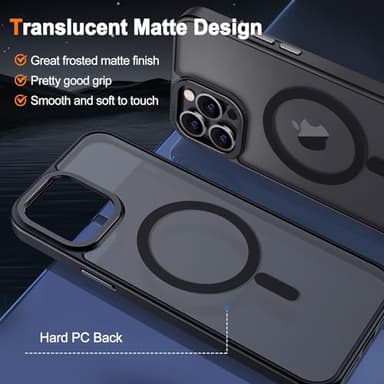 Hython Case for iPhone 12 Pro Case Magnetic Translucent Matte Phone Cases 6.1" [Compatible with MagSafe] Thin Slim Fit Shockproof Bumper Hard Protective Cover for Women Men Girls, Frosted Black - Image 2