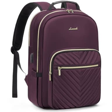 LOVEVOOK Laptop Backpack for Women 15.6 inch,Cute Womens Travel Backpack Purse,Professional Laptop Computer Bag,Waterproof Work Business College Teacher Bag Carry on Backpack with USB Port,Deep Purple - Image 1