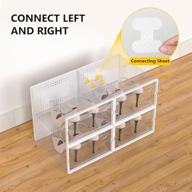 12 Pack X Large Shoe Organizer Storage Boxes for Closet, Modular Space Saving Shoe Boxes Clear Plastic Stackable Sneaker Containers Display Case with Lids, Pearl White - Image 4