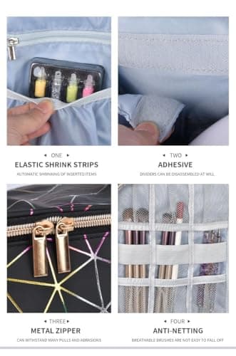 FIVEDRX Colorful PU Nail Polish Organizer Storage Bag Professional Nail Accessories Kit Holds 30 Bottle (15ml/ 0.5 fl.oz) and a Nail Lamp Case Double Layer Nail Polish Carrying Case(black) - Image 8