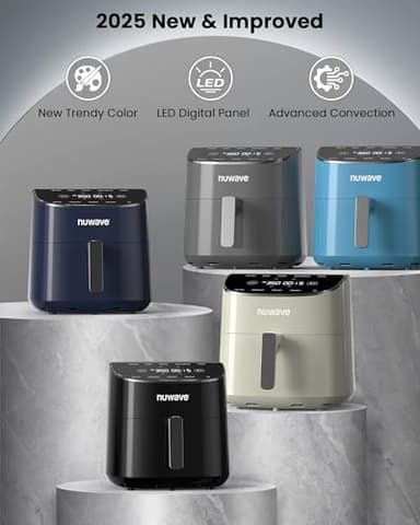 Nuwave Brio Plus Air Fryer 8 Qt, New & Improved, PFAS-FREE, 7 Digital One-Touch Cook Functions that AIR FRY, BAKE, ROAST, DEHYDRATE, TOAST, REHEAT, PREHEAT, 150 Presets, 50°F~400°F (Cream) - Image 9