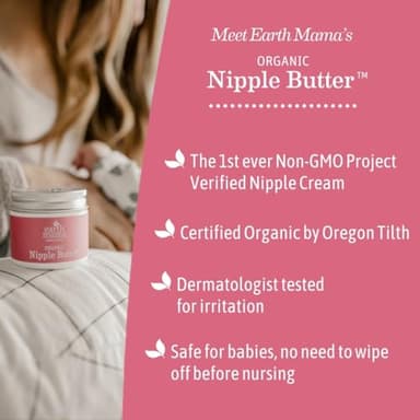 Earth Mama Organic Nipple Butter™ | Nipple Cream Safe for Breastfeeding | Postpartum Essentials for Nursing | Non Lanolin Nipple Cream, 2-Fluid Ounce - Image 5