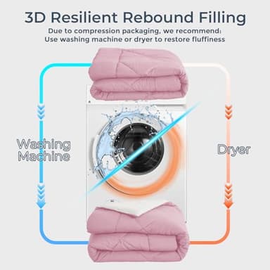 HEVUMYI Queen Comforter Set - 7-Piece All Season Bed in a Bag Queen, Ultra Soft Bedding Set with Comforter, Flat Sheet, Fitted Sheet, Pillowcases, Pillow Shams, Pink & Ivory - Image 6