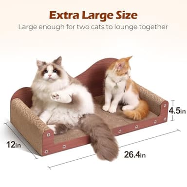 ComSaf 26.4" Large Cat Scratcher Bed, Cat Scratching Board, Durable Cardboard for Indoor Use, Extra Large Couch with Scratch Pad - Sofa Lounge - Image 2