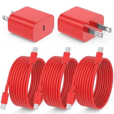 iPhone 15 Charger 10 Ft with 20w USB C Charger Block,2-Pack 20W Fast Wall Charger for 15/15 Pro/Pro Max/iPad Pro AirPods/Samsung and More, with 3 Pack 10ft USB-C Cable - Image 1