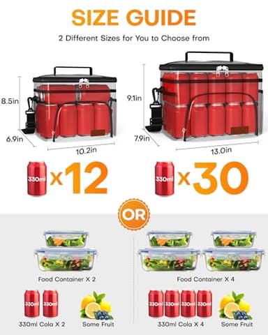 HOTOR Insulated Lunch Box for Men & Women - Leak-Proof Cooler Lunch Bag with 4 Pockets, Adjustable Strap, Ideal for Work, Picnic, Travel - Medium, Black, 10.2"×6.9"×8.5" - Image 3