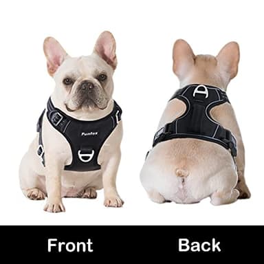 Funfox Dog Harness No Pull, Adjustable Pet Vest Harness, Super Soft Material with Vertical Handle Easy Control, Reflective Night Walking, 2 Leash Clips for Medium Sized Dogs, Black, M - Image 8
