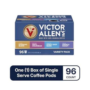 Victor Allen's Coffee Variety Pack (Morning Blend, 100% Colombian, Donut Shop Blend, and French Roast), 96 Count, Single Serve Coffee Pods for Keurig K-Cup Brewers - Image 3