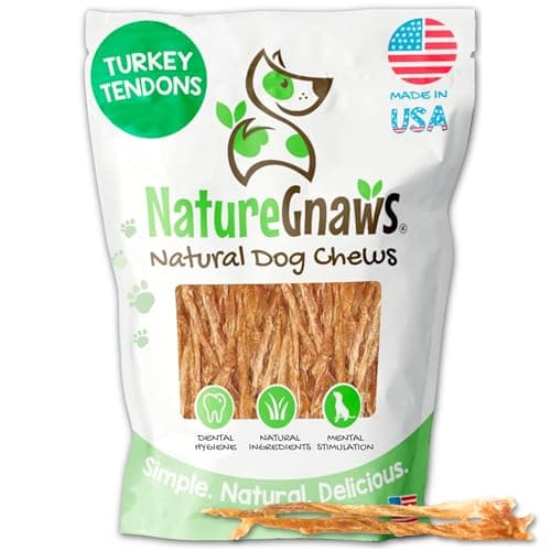 Nature Gnaws USA Turkey Tendons for Dogs (4oz) - Delicious Grain Free Reward Snack for Small, Medium & Large Breeds - Premium Natural Dog Chew Treats - Image 1
