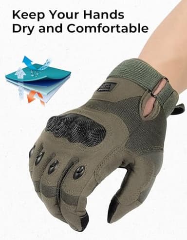KEMIMOTO Tactical Gloves for Men, Touchscreen Motorcycle Gloves with Hard Shell & Palm Padding for Sports Motorcycle Cycling Tactical Airsoft Paintball Hunting Hiking Camping Climbing (Green,Large) - Image 6