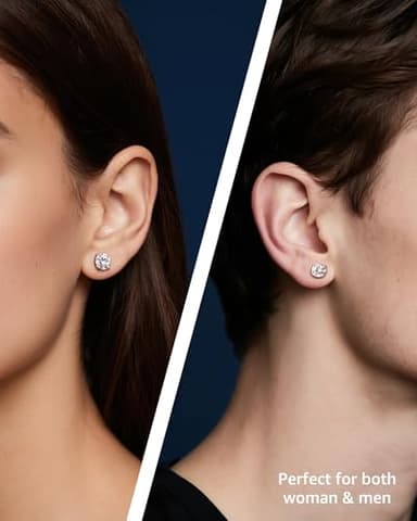 Moissanite Stud Earrings for Women, 925 Sterling Silver Earrings, 18K White Gold Plating earrings for Men (0.3ct*2) - Image 3