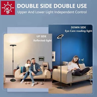 Keepsmile Double Side Lighting Led Floor Lamp with Remote Smart App 36W/2600LM Bright Tall Standing RGB Floor Lamp Angle Multicolor Dimmable Modern Floor Lamps for Livingroom Bedroom Office - Image 2