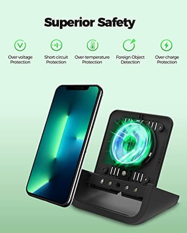 Wireless Charger YUWISS Wireless Charging Stand Cordless Charger 10/7.5/5W Compatible with iPhone 14 13 12/12 /11Pro Max/XR/XS Max/XS/X/8/8Plus Galaxy S22/S21/S9/S9+/S8/S8+ Note - Image 6