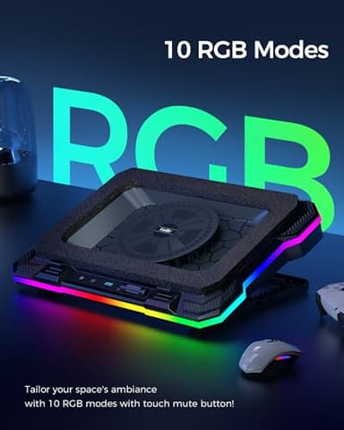 KeiBn Gaming Laptop Cooling Pad, Laptop Cooling Stand with 5.5inch External Cooling Fan, Rapid Cooling Laptop 15.6-19.3inch, Infinitely Variable Speed, 8 Height Stands, 4 USB Ports, Blue - Image 5