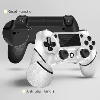 AceGamer 2 Pack for PS4 Controller, Wireless Controller for PS4/Pro/Slim/PC, with Non-Slip Grip of Both Sides and 2 USB-C Cable! (Black and White) - Image 3