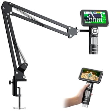 JL115A LCD Digital Microscope with 5" Screen, Soldering Microscope Camera with Flex Arm Stand, Handheld Coin Magnifier for Adults Full View Coins, 1080P, 8 LED Lights, PC View - Image 1