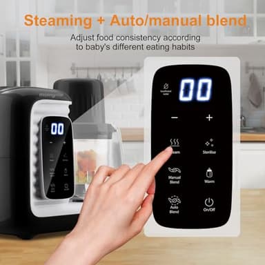 MOMYEASY Baby Food Maker, Multifunction Processor Chopper Grinder, Baby Food Steamer and Puree Blender in-One, with Bottle Warmer, Auto Cooking & Grinding with Touch Control Panel - Image 9