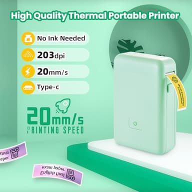 vretti Label Maker Machine with Tape, HP2 Portable Bluetooth Label Printer for Storage, Shipping, Barcode, Office, Home, Organizing Mini Sticker Label Maker with Multiple Templates (Green) - Image 4