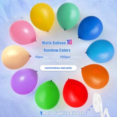 GYIPFIPA 100 Pack Balloons Assorted Color 12 Inches Rainbow Latex Balloons, 10 Bright Color Balloon Arch Kit, for Birthday Baby Shower Wedding Party Decorations - Image 2