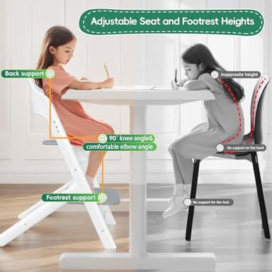 (2025 New) Adjustable Baby High Chair with 5‑Point Safety Harness, Cushion & Removable Tray. Adjustable Seat and Footrest Heights for Children 6+ Months - Image 4