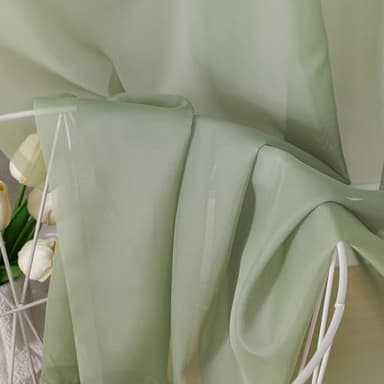 OVZME Light Green Sheer Curtains 63 inch Length 2 Panels Set for Bedroom Living Room, Elegant Light Filtering Sheer Drapes Window Treatments, Each is 42W x 63L Inches, Sage Green - Image 2
