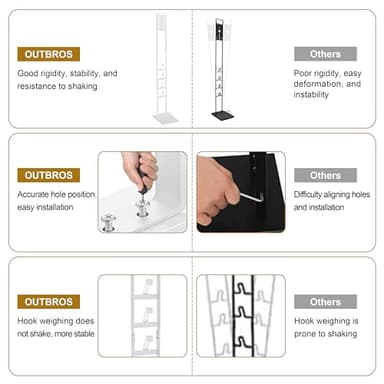 OUTBROS Vacuum Stand, Metal Storage Bracket Compatible with Dyson V15 V12 V11 V10 V8 Series Handheld Cordless Vacuum Cleaners and Accessories, Stable Attachments Organizer, White - Image 6