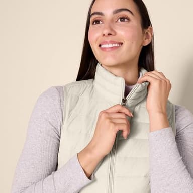 Amazon Essentials Women's Lightweight Water-Resistant Packable Puffer Vest, Stone, Large - Image 4