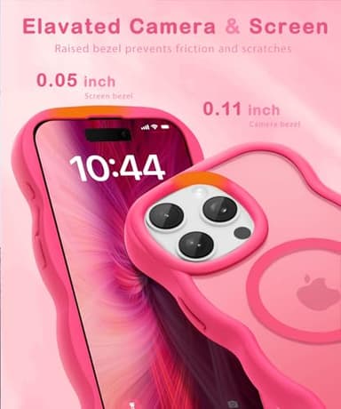 Amzfield Magnetic for iPhone 14 Pro Max Case, Compatible with Magsafe Wavy Frame Cute Translucent Matte Hard Back Silicone Bumper Shockproof Phone Case for iPhone 14 Pro Max Women Girls, Hot Pink - Image 4