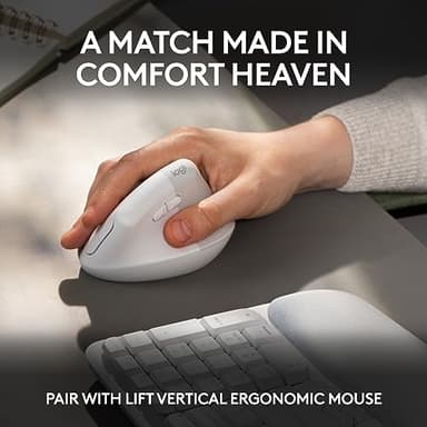 Logitech Wave Keys Wireless Ergonomic Keyboard with Cushioned Palm Rest, Comfortable Natural Typing, Easy-Switch, Bluetooth, Logi Bolt Receiver, for Multi-OS, Windows/Mac - Off White - Image 8