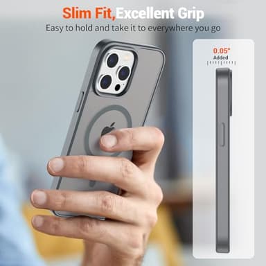 SUPFINE Magnetic for iPhone 14 Pro Max Case (Compatible with MagSafe) (Military Grade Drop Protection) Slim Translucent Matte Shockproof with Anti-Fingerprint Phone Case,Gray - Image 7